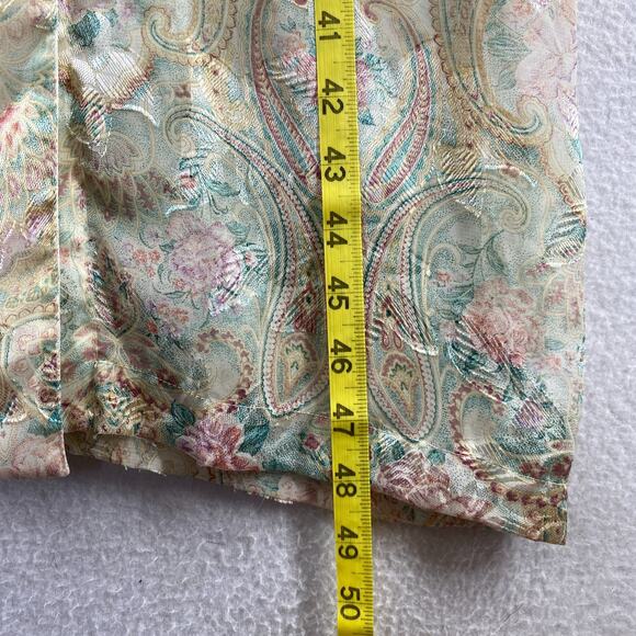 VICTORIAS SECRET Robe M Gold Label Sheer Floral Paisley Jacquard Long Ivory VTG - Picture 12 of 13